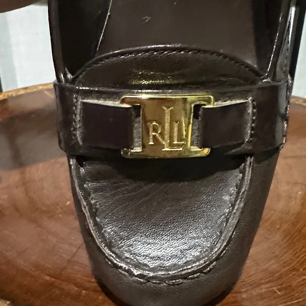 Ralph Lauren Vintage Chocolate Leather Heeled Loafers Size 7.5 - Picture 9 of 11